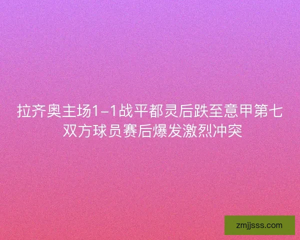 拉齐奥主场1-1战平都灵后跌至意甲第七 双方球员赛后爆发激烈冲突
