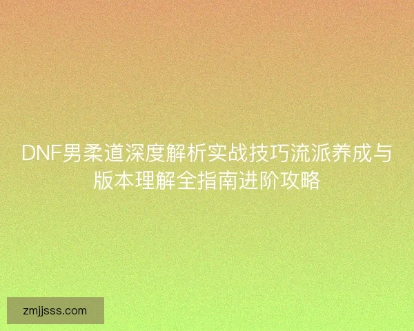 DNF男柔道深度解析实战技巧流派养成与版本理解全指南进阶攻略