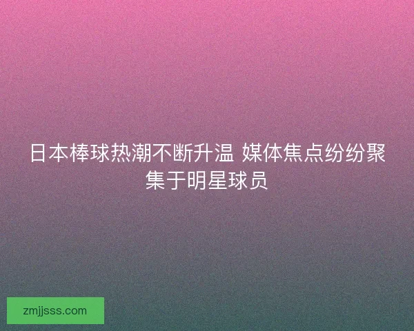 日本棒球热潮不断升温 媒体焦点纷纷聚集于明星球员